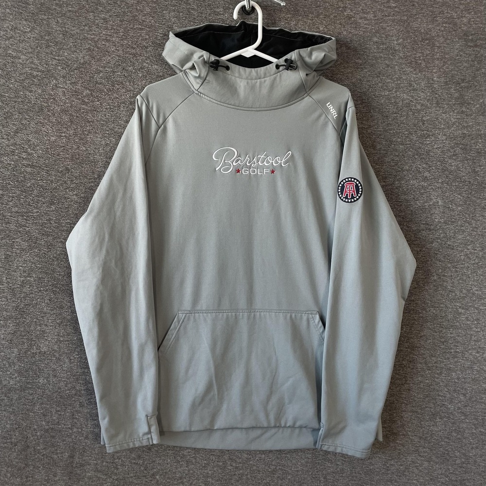 UNRL Hoodie Mens XL Gray Barstool Golf Pullover Stretch Fleece Sweatshirt